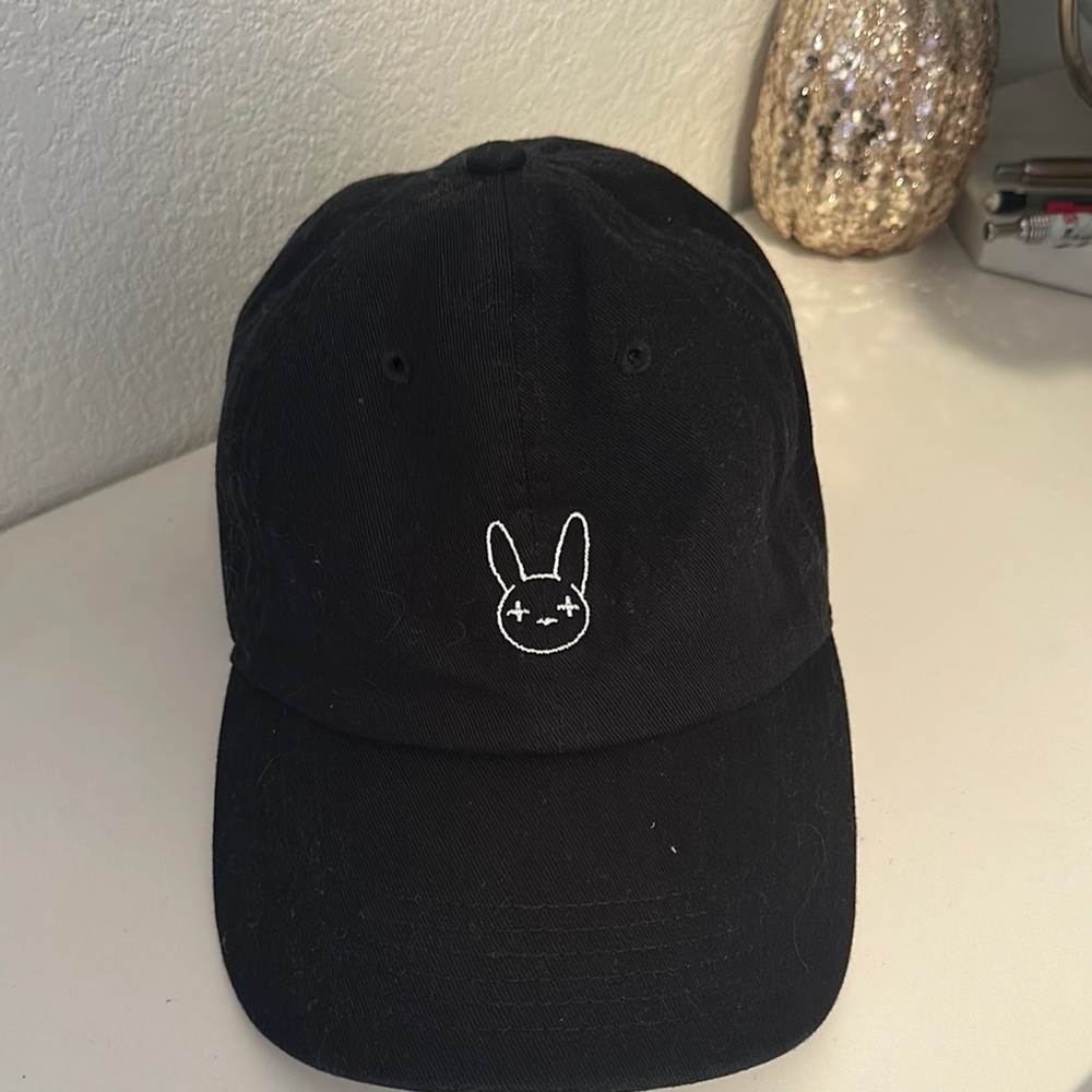 Black Baseball Cap with Bunny Logo